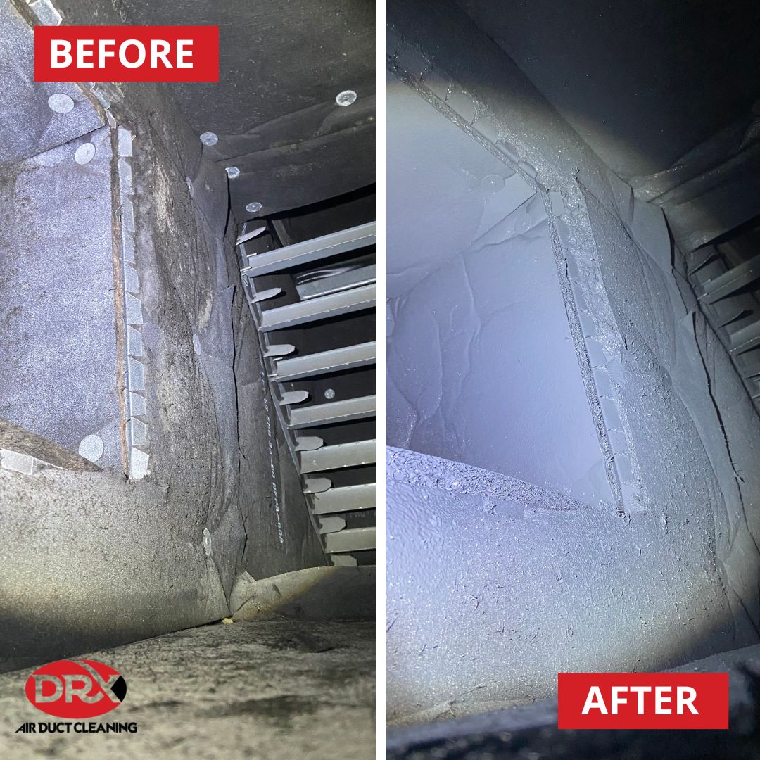 before and after shot of encapsulation for commercial air ducts