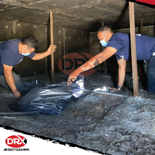 DRX Duct Cleaning Employee cleaning air duct inside