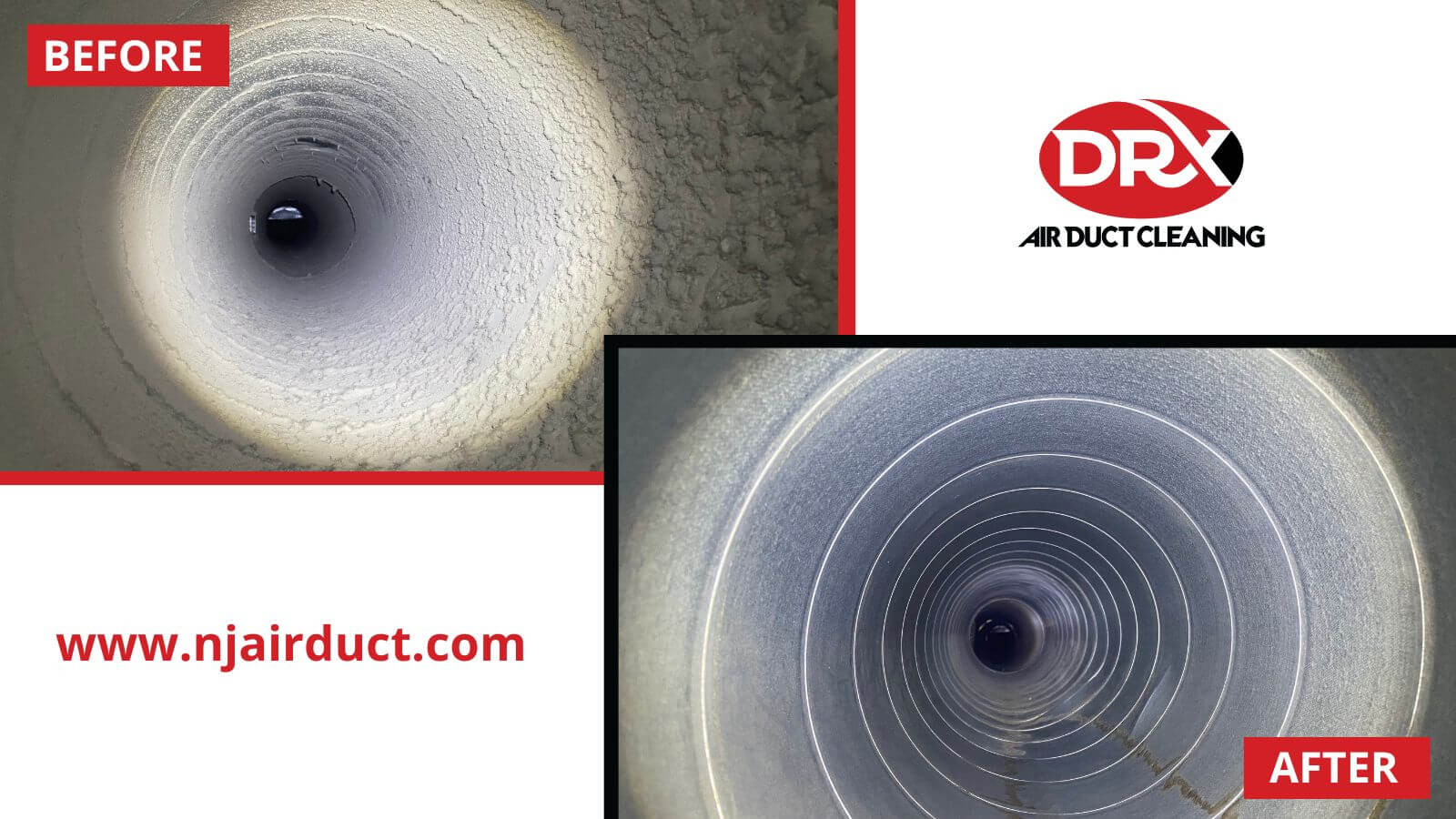 Before and after images of round ducts